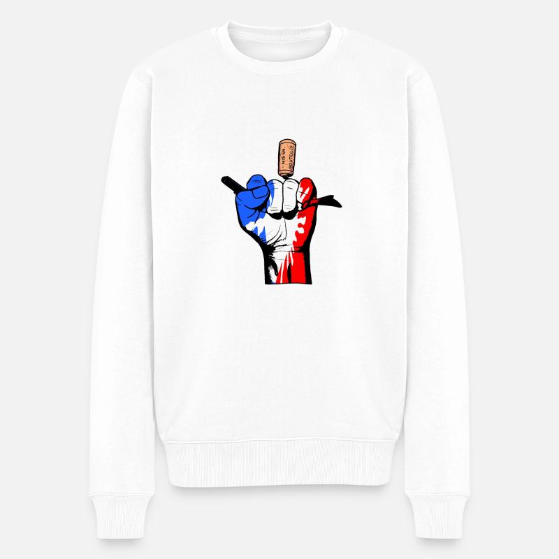 Hand blau weiß rot - Männer Premium Bio Pullover - Weiß