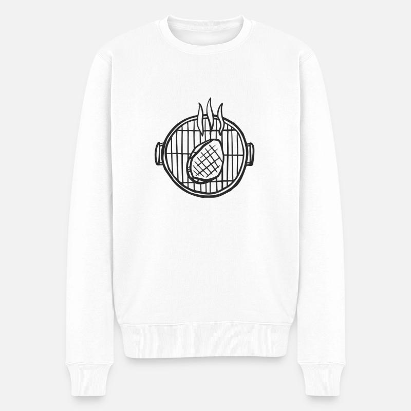 Steak auf Grill - Männer Premium Bio Pullover - Weiß