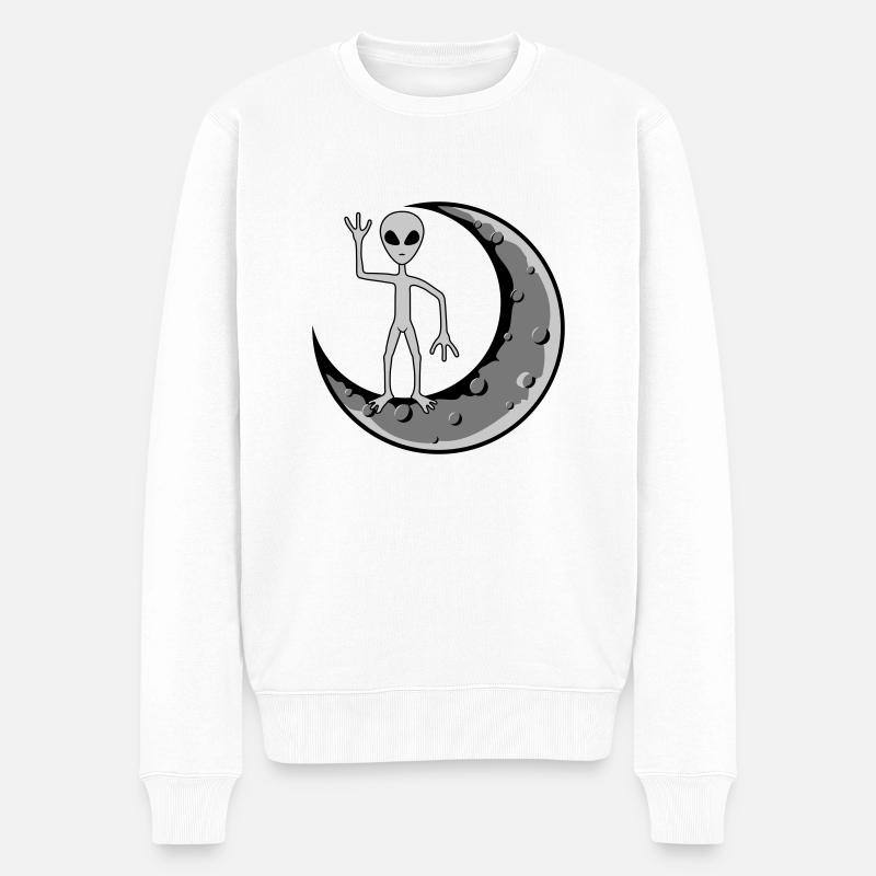 Ondes lunaires extraterrestres debout - Pull Premium bio Homme - blanc