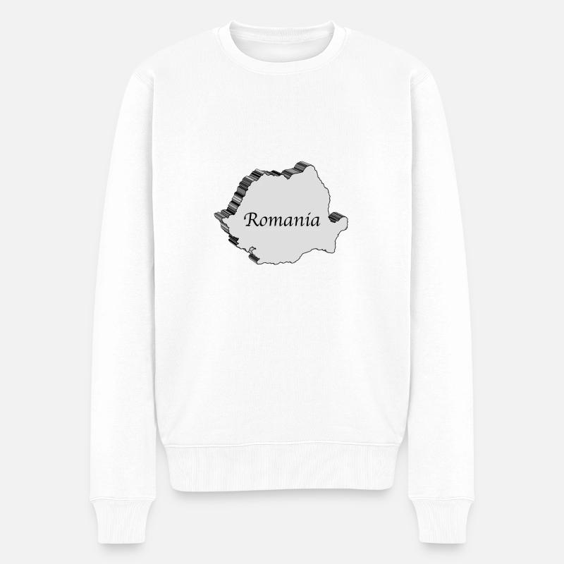 Rumänien 3D Karte - Männer Premium Bio Pullover - Weiß