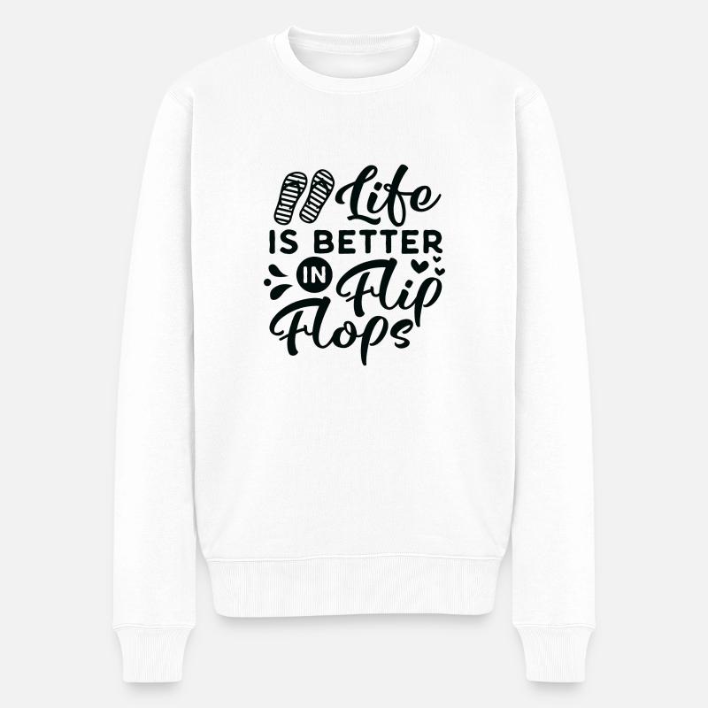 LIfe is better in Flips Flops - Männer Premium Bio Pullover - Weiß