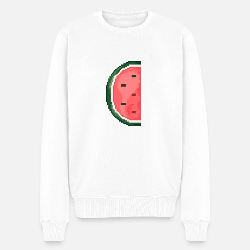 Pixel Art Melon Pattern Variante 1 - Pull Premium bio Homme - blanc