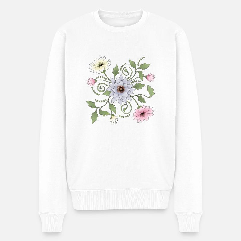 Blumen - Männer Premium Bio Pullover - Weiß