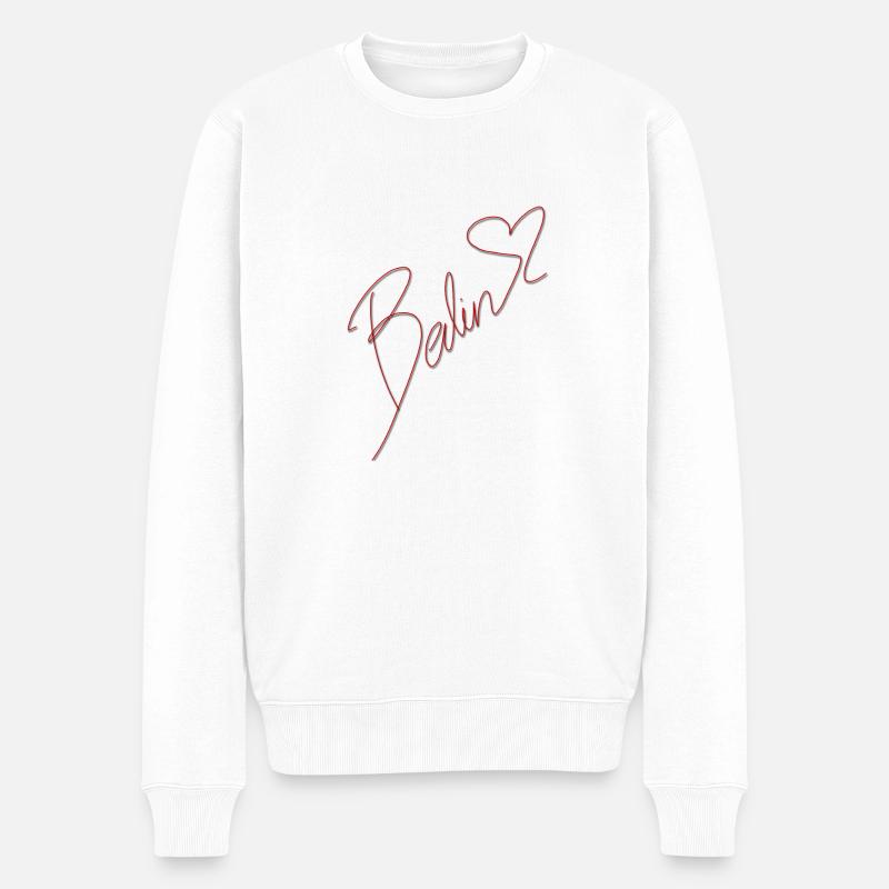 Berlin Schriftzug mit Herz - Männer Premium Bio Pullover - Weiß