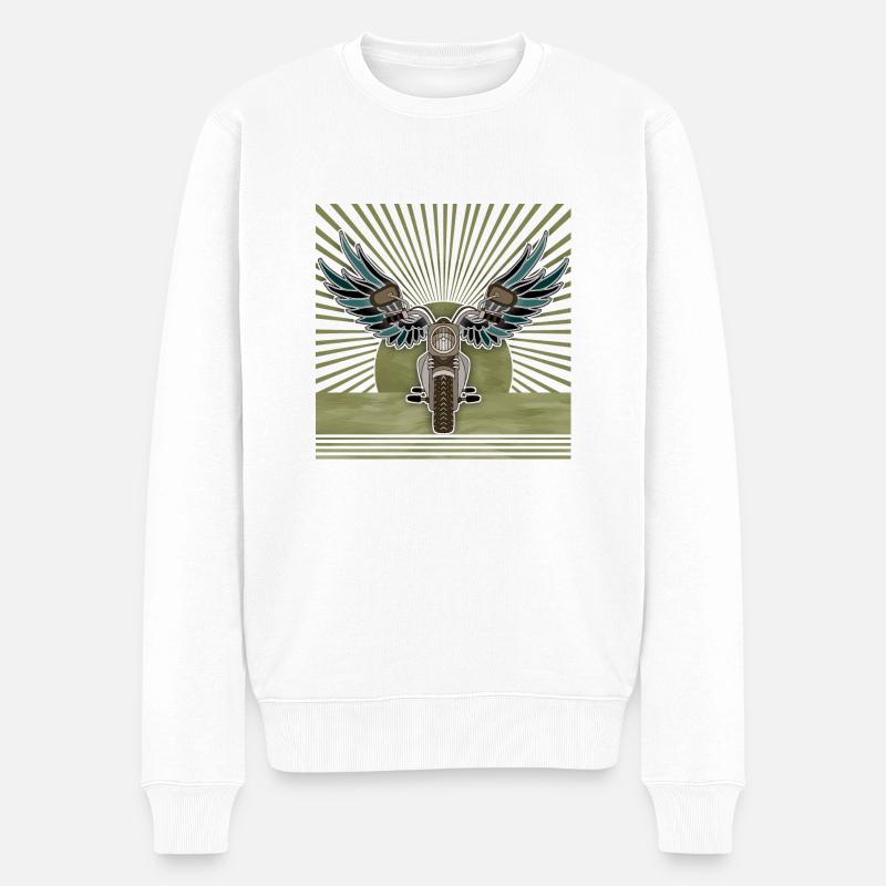 Motorrad - Männer Premium Bio Pullover - Weiß