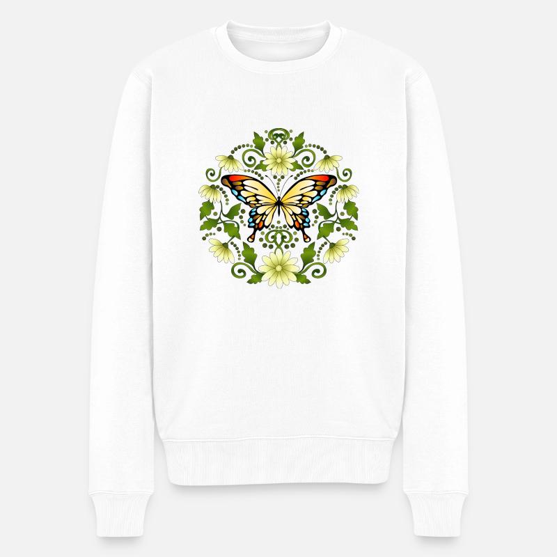 Schmetterling - Männer Premium Bio Pullover - Weiß