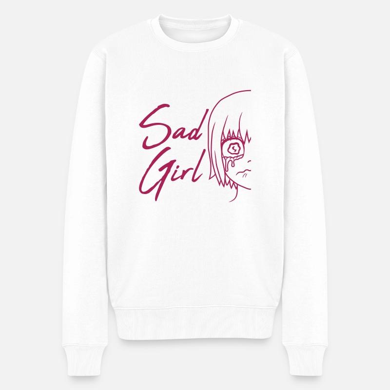 Gesicht weinend Sad Girl - Männer Premium Bio Pullover - Weiß