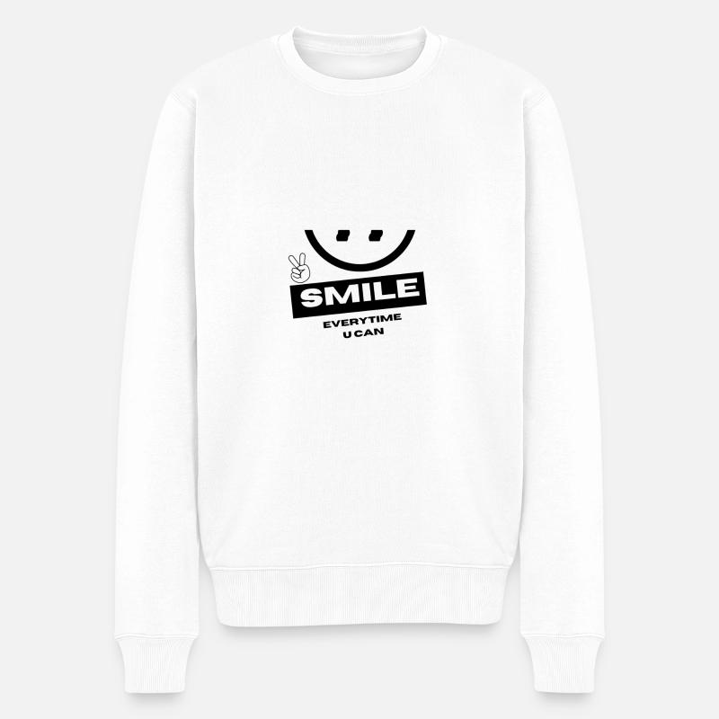smile :) - Männer Premium Bio Pullover - Weiß