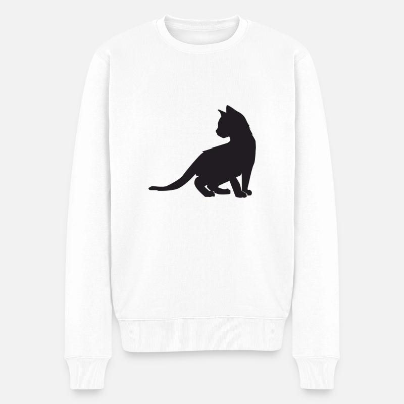 Kätzchen-Design - Männer Premium Bio Pullover - Weiß