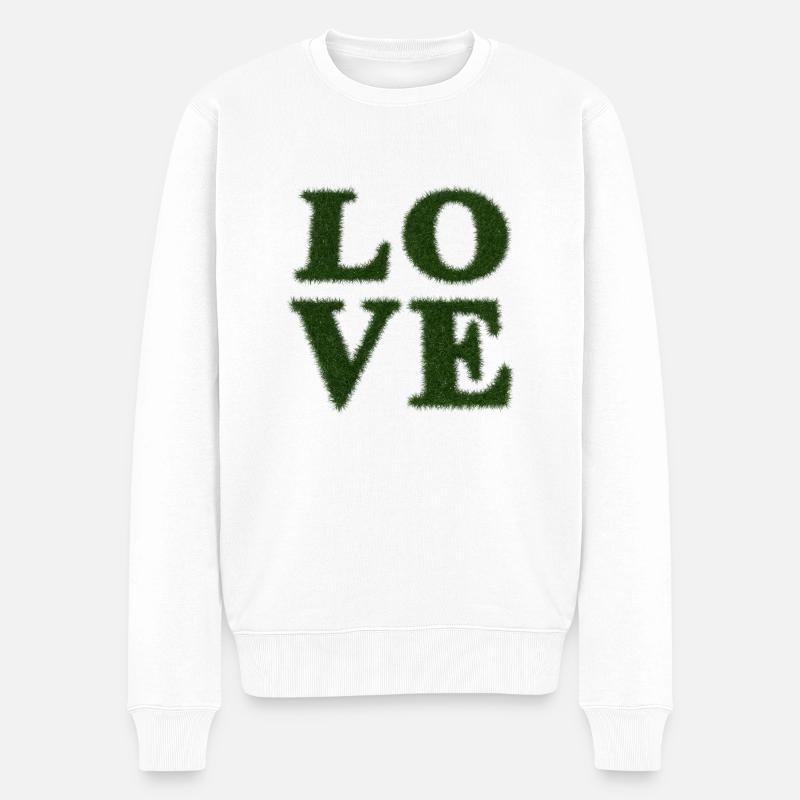 Love - Real Grass 3D - Männer Premium Bio Pullover - Weiß