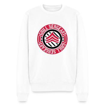 Barbecue Grill Sergeant Stamp - Men's Premium Organic Jumper - white - Front - Thijin (182cm)