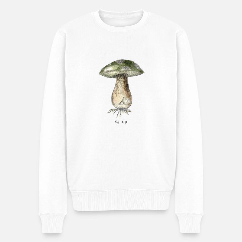 1Bis - Männer Premium Bio Pullover - Weiß