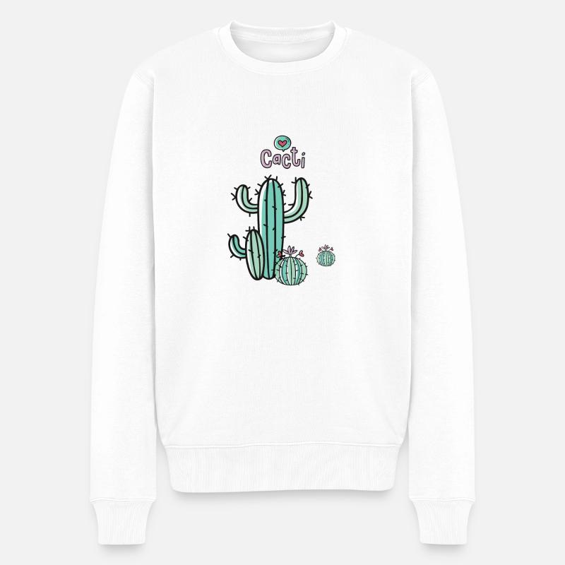 Kakteen - Männer Premium Bio Pullover - Weiß