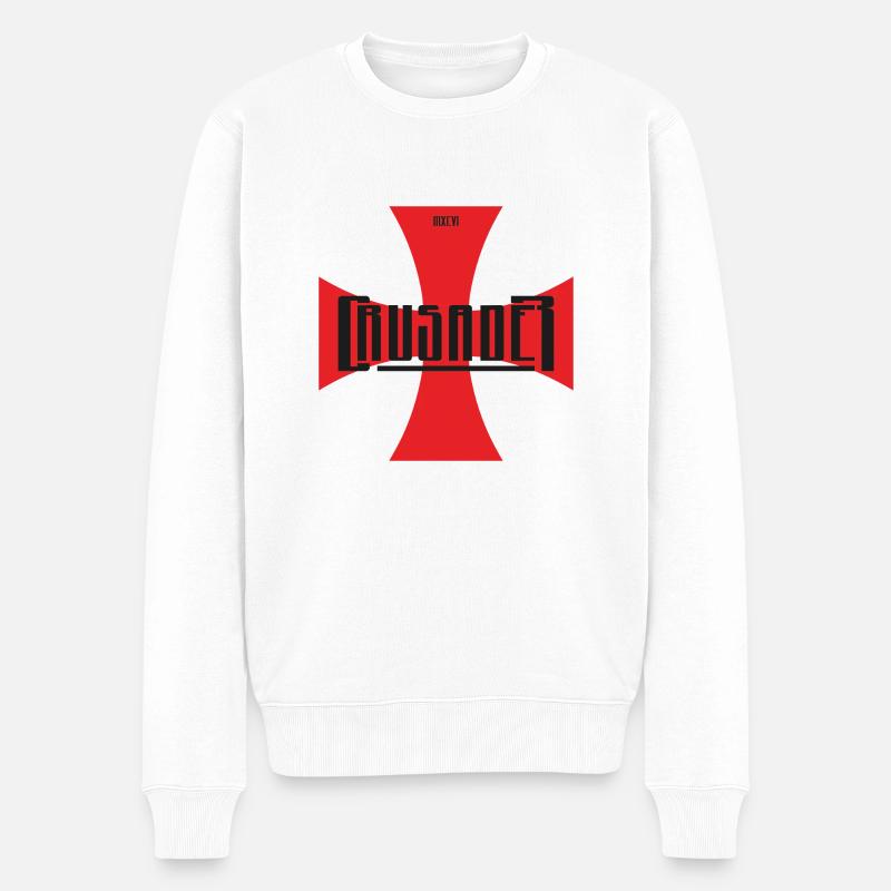 Crusader Kreuzritter - Männer Premium Bio Pullover - Weiß