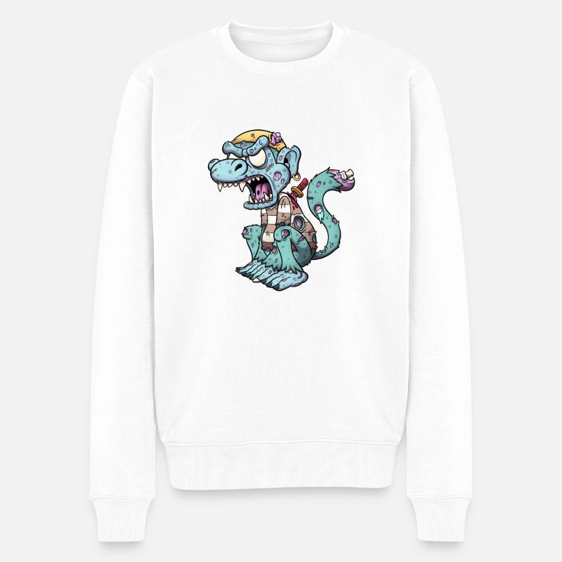 Zombie Piratenaffe - Männer Premium Bio Pullover - Weiß