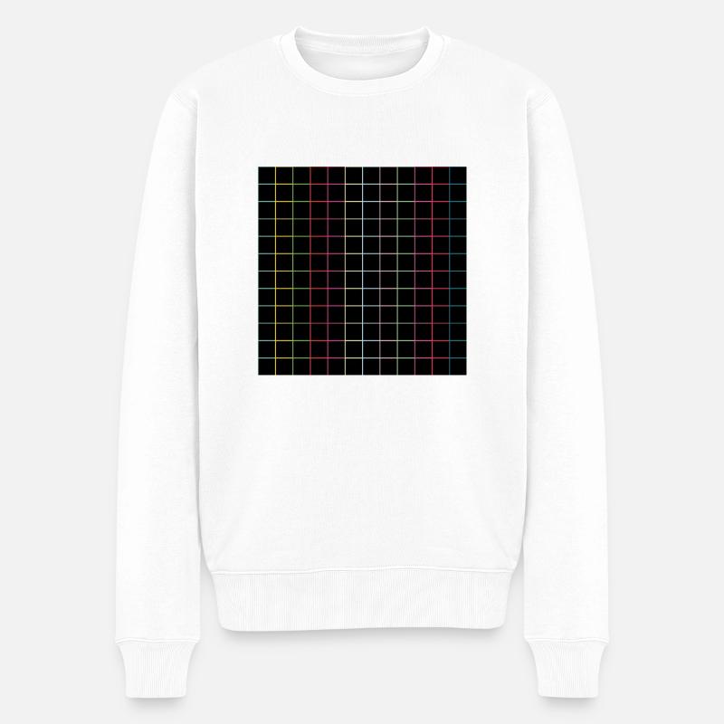 Lignes verticales et horizontales - Pull Premium bio Homme - blanc