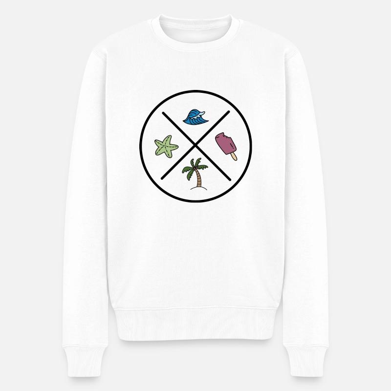 Lustiges Design für den Sommer - Männer Premium Bio Pullover - Weiß