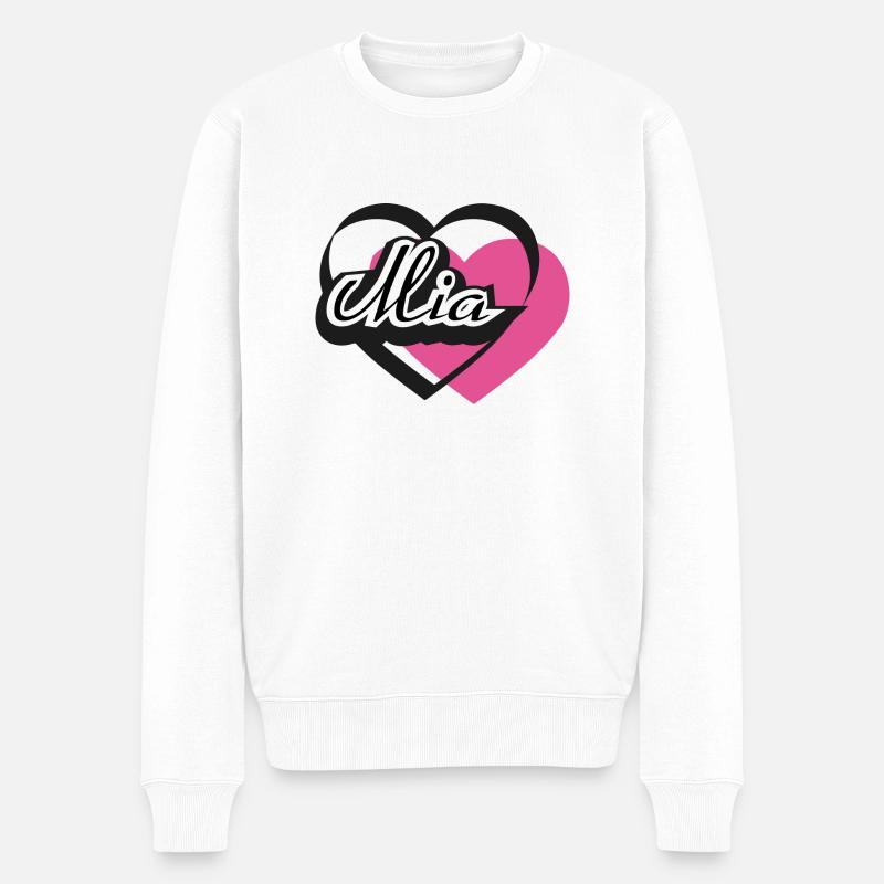 Name Mia Herz - Männer Premium Bio Pullover - Weiß