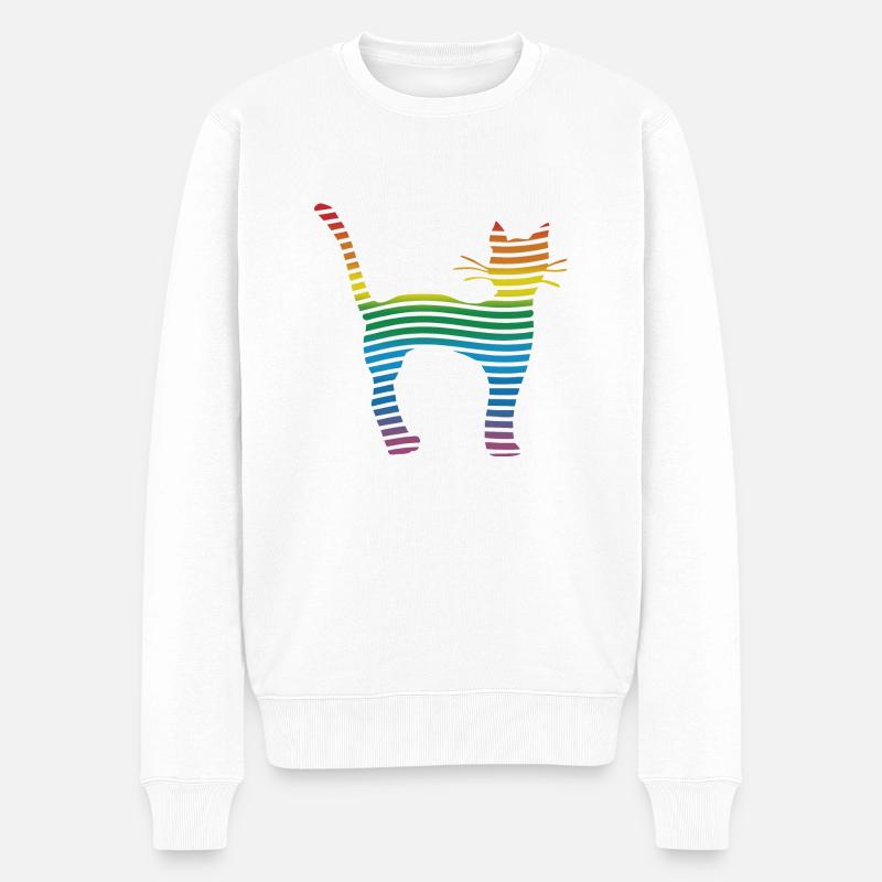 Katze - Männer Premium Bio Pullover - Weiß