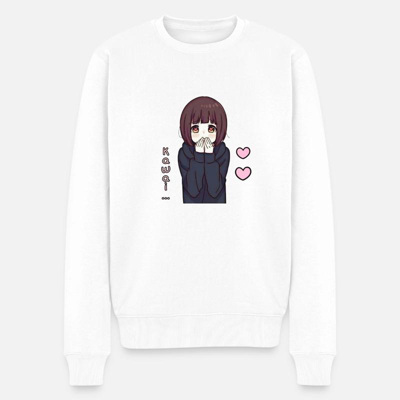 Anime kawai - Männer Premium Bio Pullover - Weiß