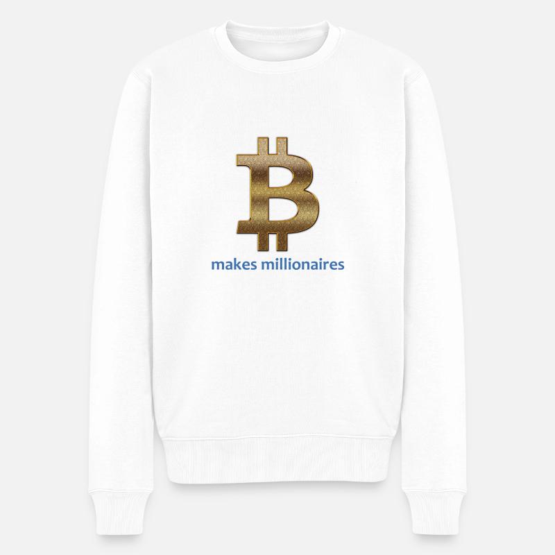 Bitcoin makes millionaires - Männer Premium Bio Pullover - Weiß