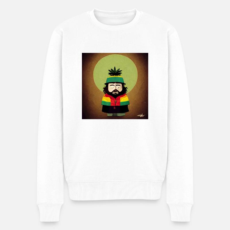 Rastafarian style cartoon - Männer Premium Bio Pullover - Weiß