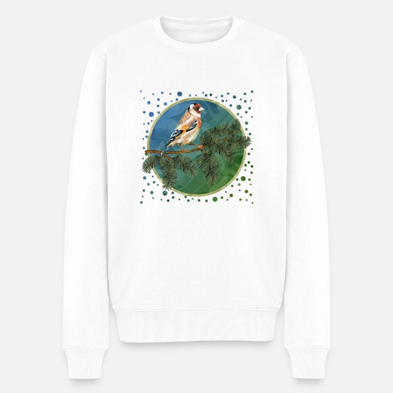Bunter Vogel - Männer Premium Bio Pullover - Weiß