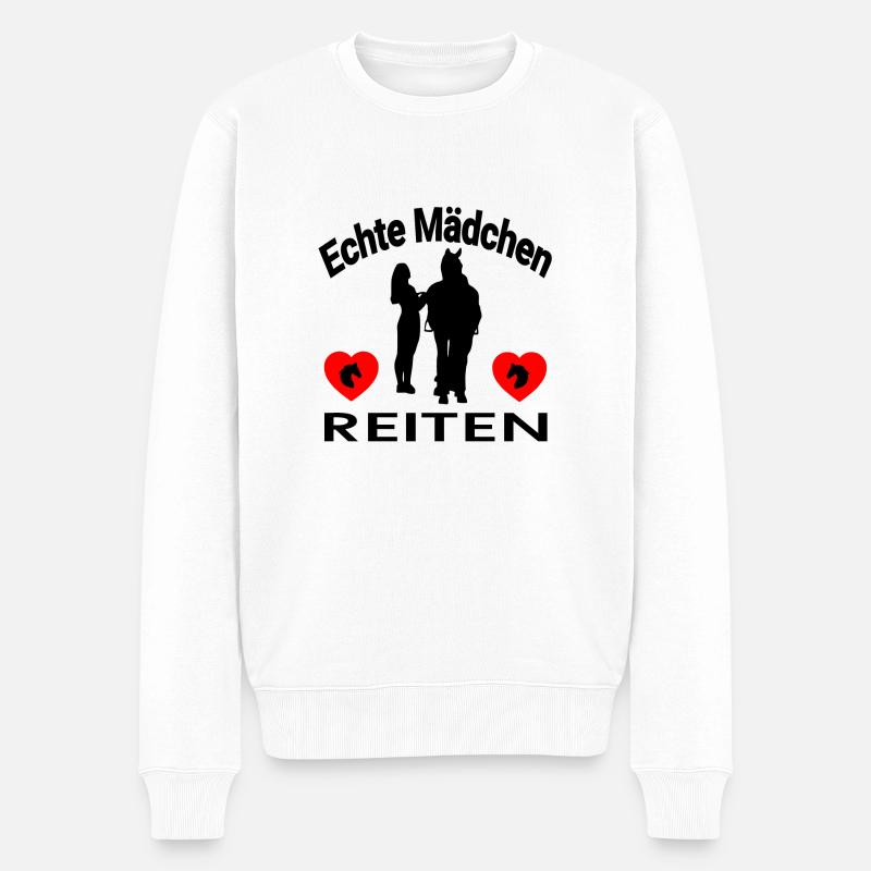 Pferd - Männer Premium Bio Pullover - Weiß