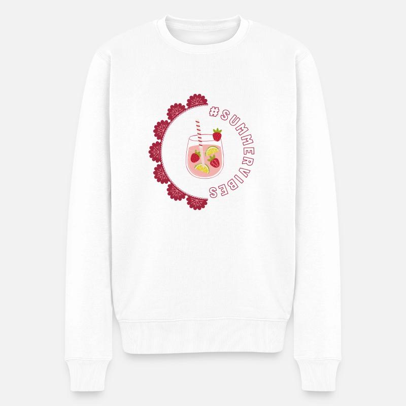 Summer vibes - Erdbeeren Design - Männer Premium Bio Pullover - Weiß