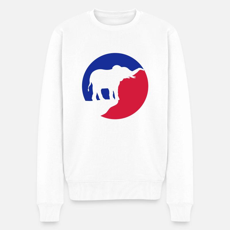 Vollmond Elefant Silhouette Klippe - Männer Premium Bio Pullover - Weiß