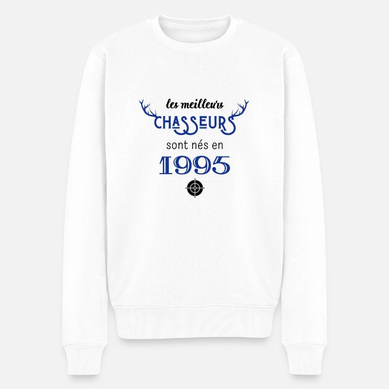 Anniversaire chasseur 1995 - Pull Premium bio Homme - blanc
