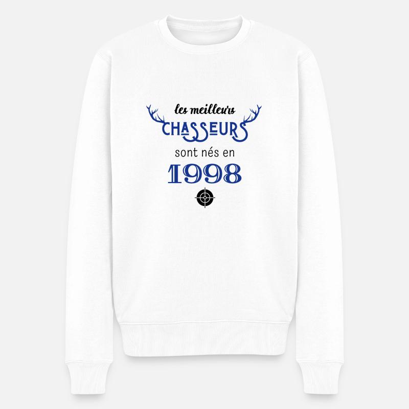Anniversaire chasseur 1998 - Pull Premium bio Homme - blanc