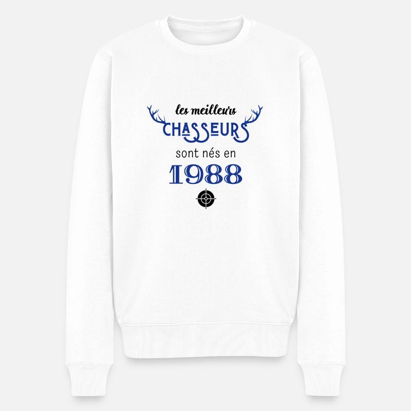 Anniversaire chasseur 1988 - Pull Premium bio Homme - blanc