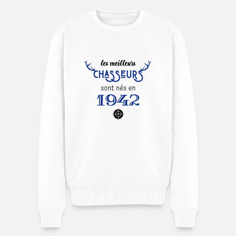 Anniversaire chasseur 1942 - Pull Premium bio Homme - blanc