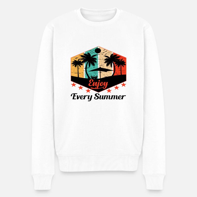 Enjoy Every Summer - Männer Premium Bio Pullover - Weiß
