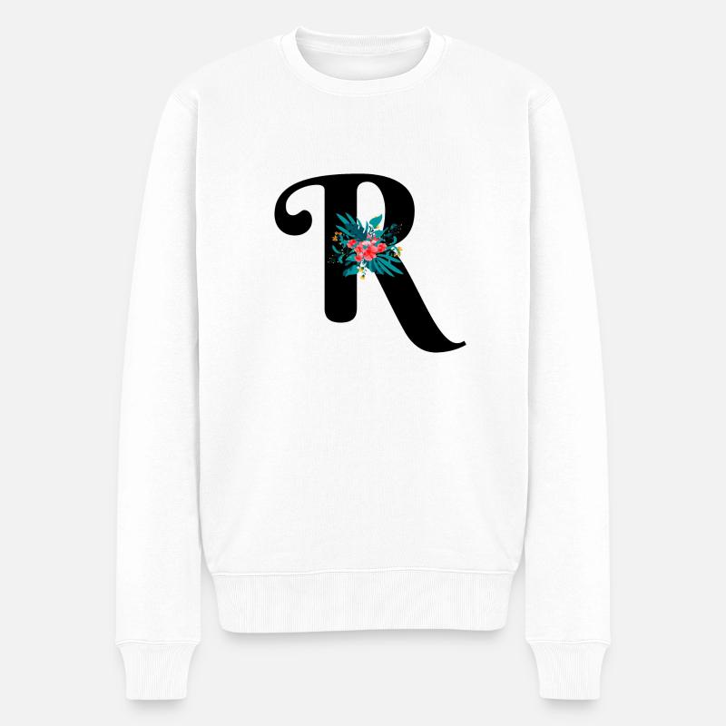 lettre R fleuris - Pull Premium bio Homme - blanc
