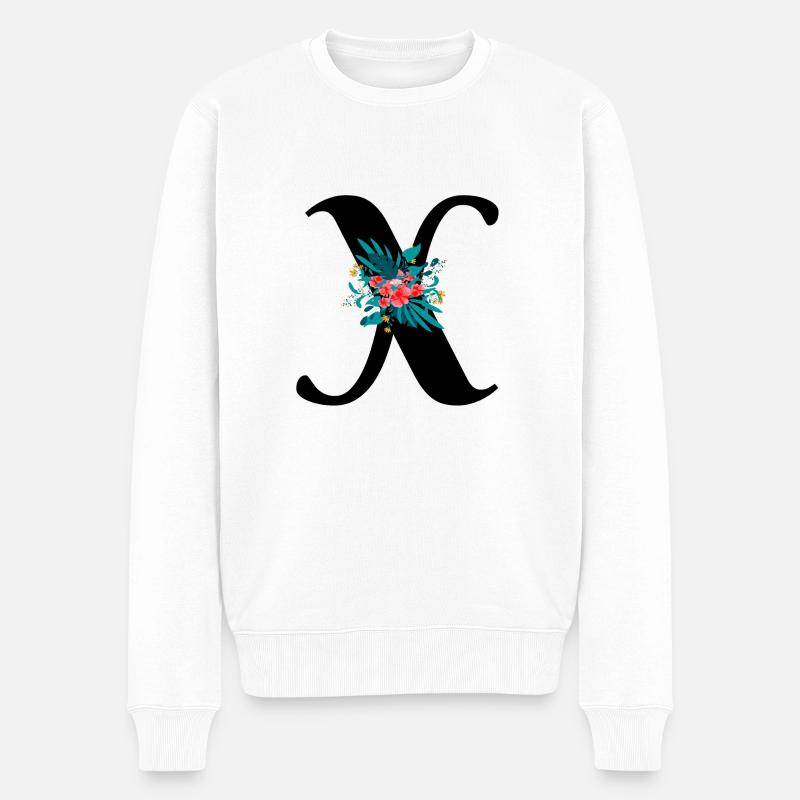 lettre X fleuris - Pull Premium bio Homme - blanc