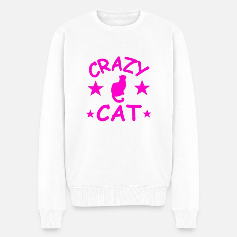 Katze - Männer Premium Bio Pullover - Weiß