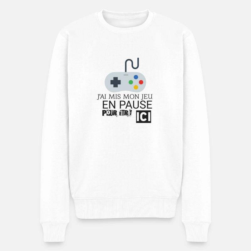 JEU EN PAUSE - Pull Premium bio Homme - blanc