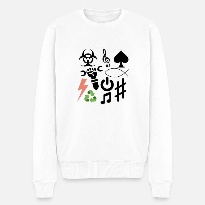 Symbolwirrwar - Männer Premium Bio Pullover - Weiß