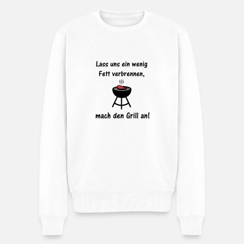 Lass uns ein wenig Fett verbrennen - Männer Premium Bio Pullover - Weiß