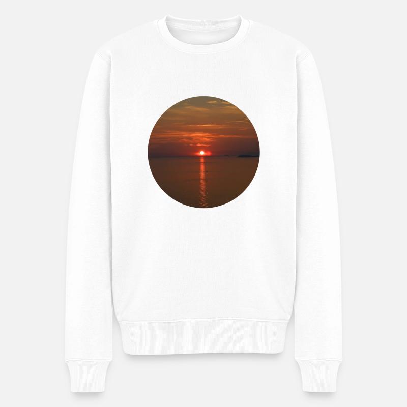 Roter Sonnenuntergang - Männer Premium Bio Pullover - Weiß