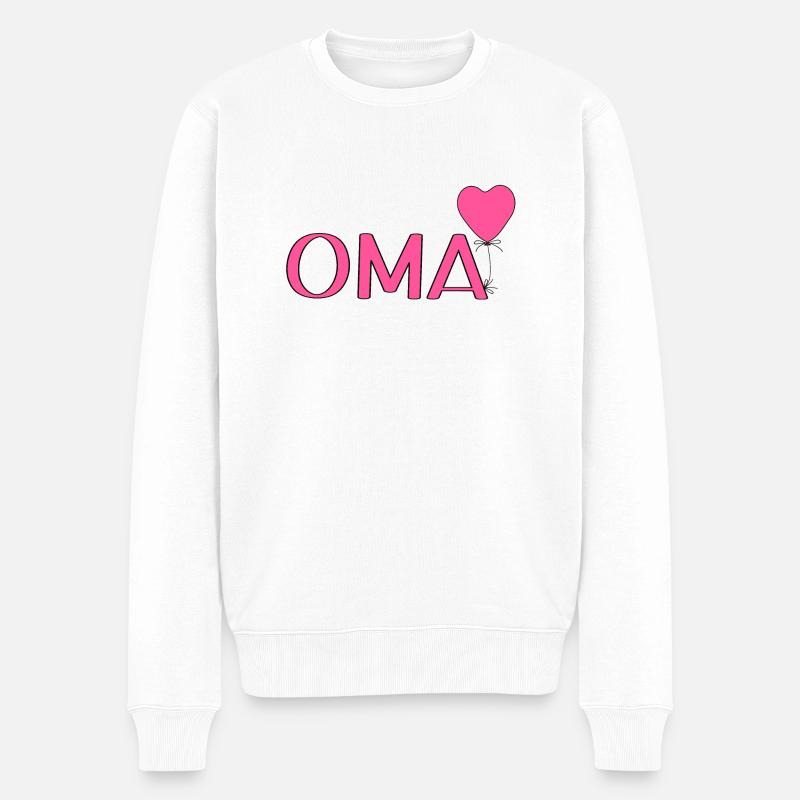 Oma Luftballon Herz - Männer Premium Bio Pullover - Weiß