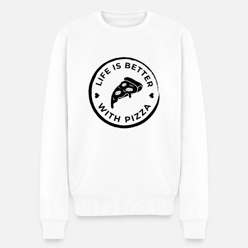 life is better pizza - Männer Premium Bio Pullover - Weiß