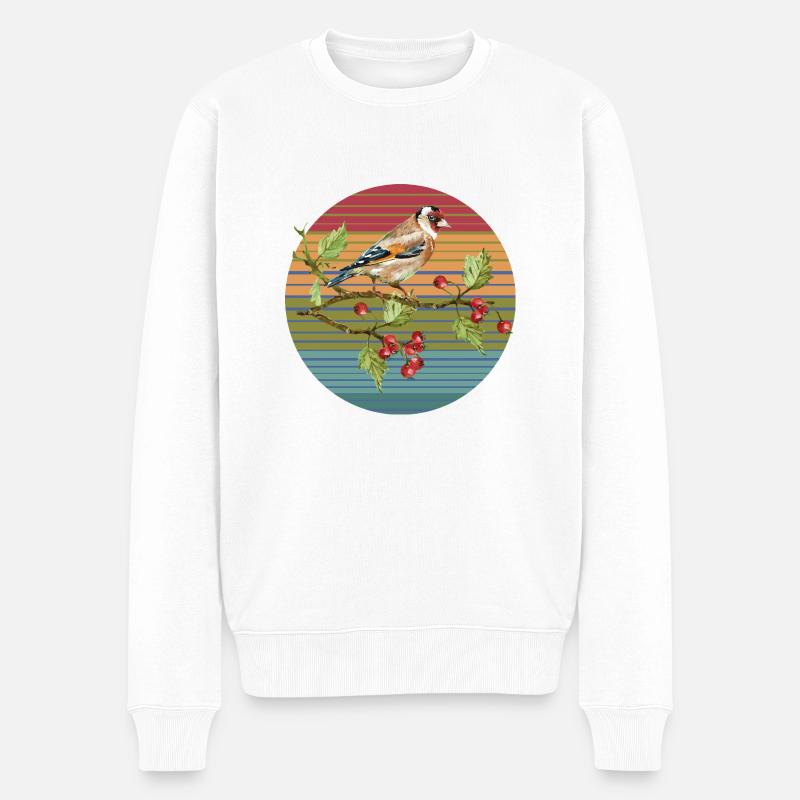 Bunter Vogel - Männer Premium Bio Pullover - Weiß