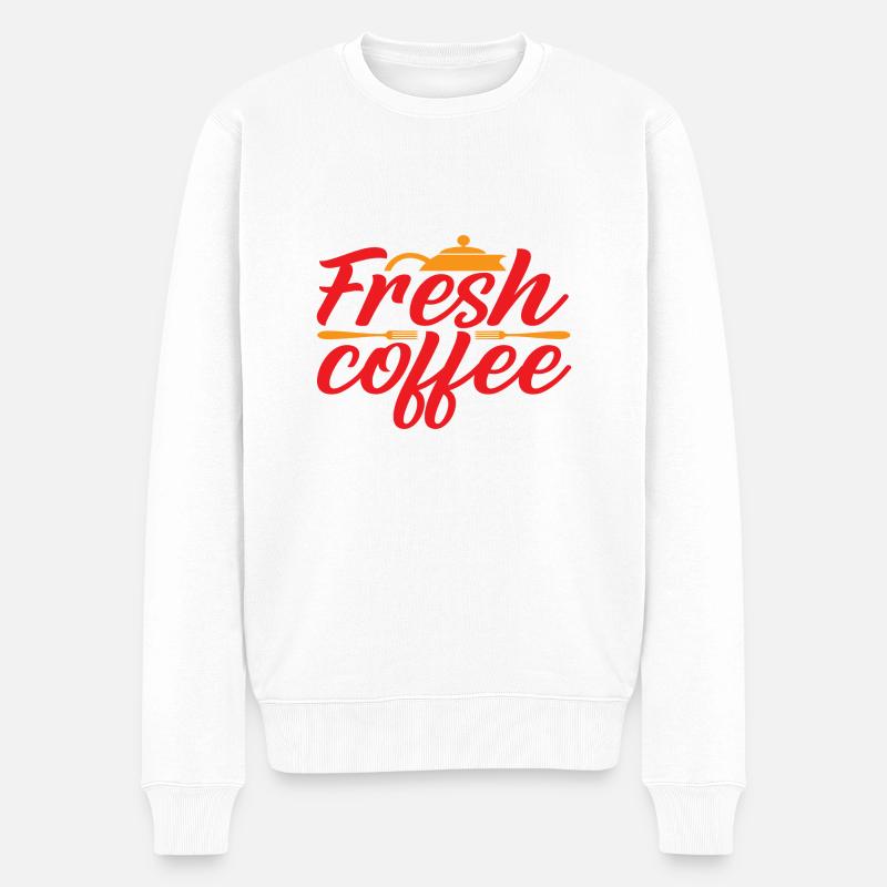 Fresh Coffee - Männer Premium Bio Pullover - Weiß