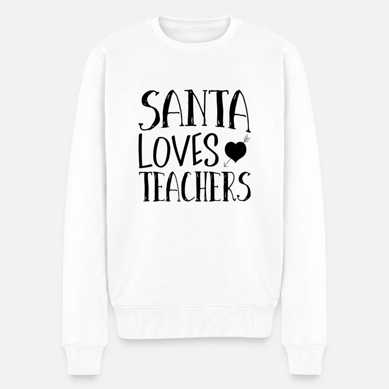 Santa Loves Teachers - Männer Premium Bio Pullover - Weiß