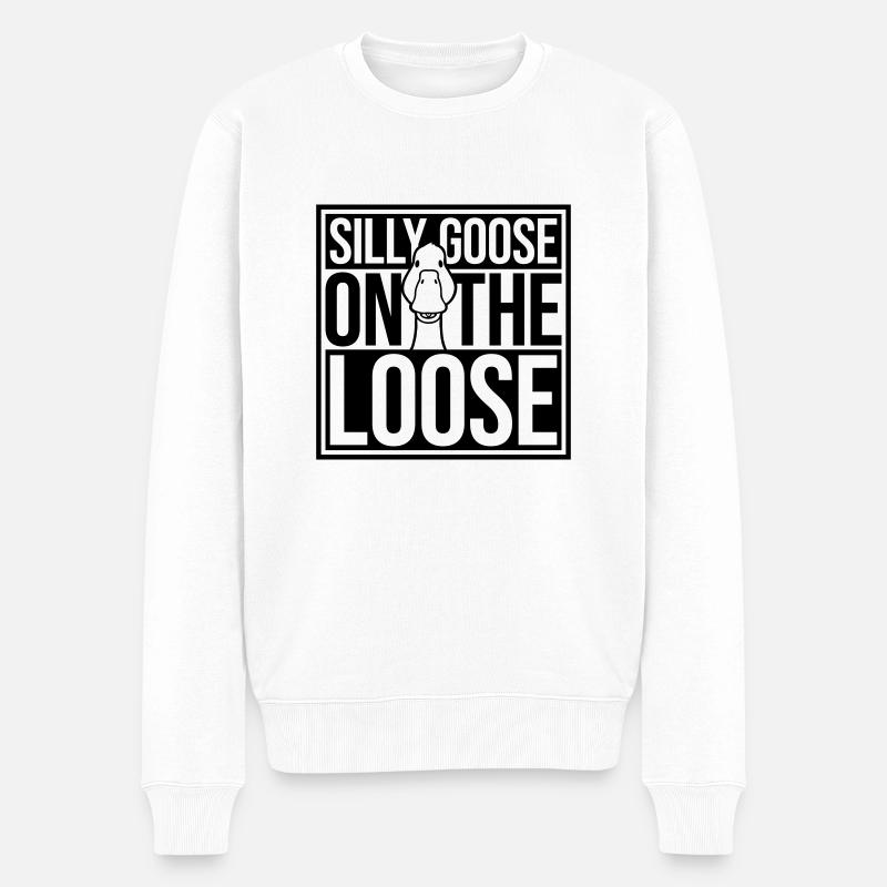 goose on the loose - Männer Premium Bio Pullover - Weiß