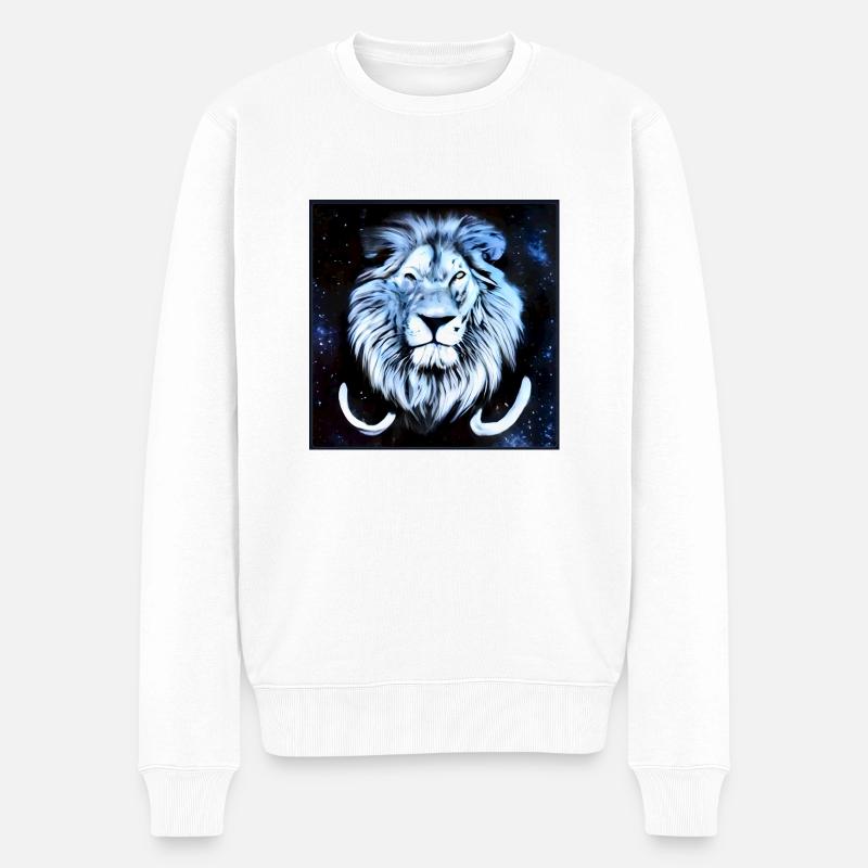 SURREALER LÖWE 6 - Männer Premium Bio Pullover - Weiß