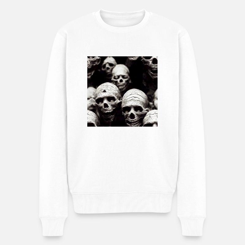 Schädel - Männer Premium Bio Pullover - Weiß
